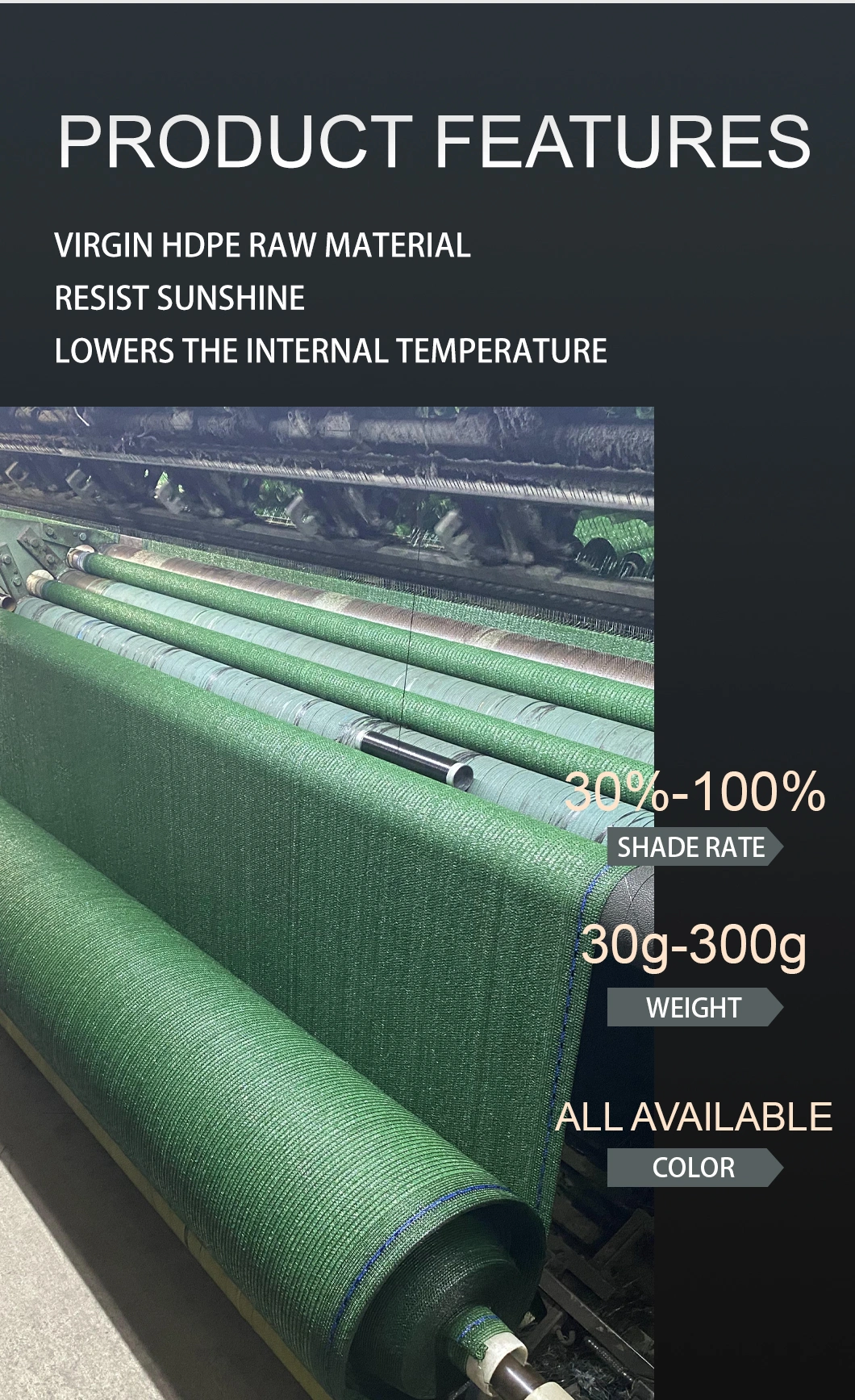 2needle Blackish Green Color HDPE Sun Shade Net for Garden