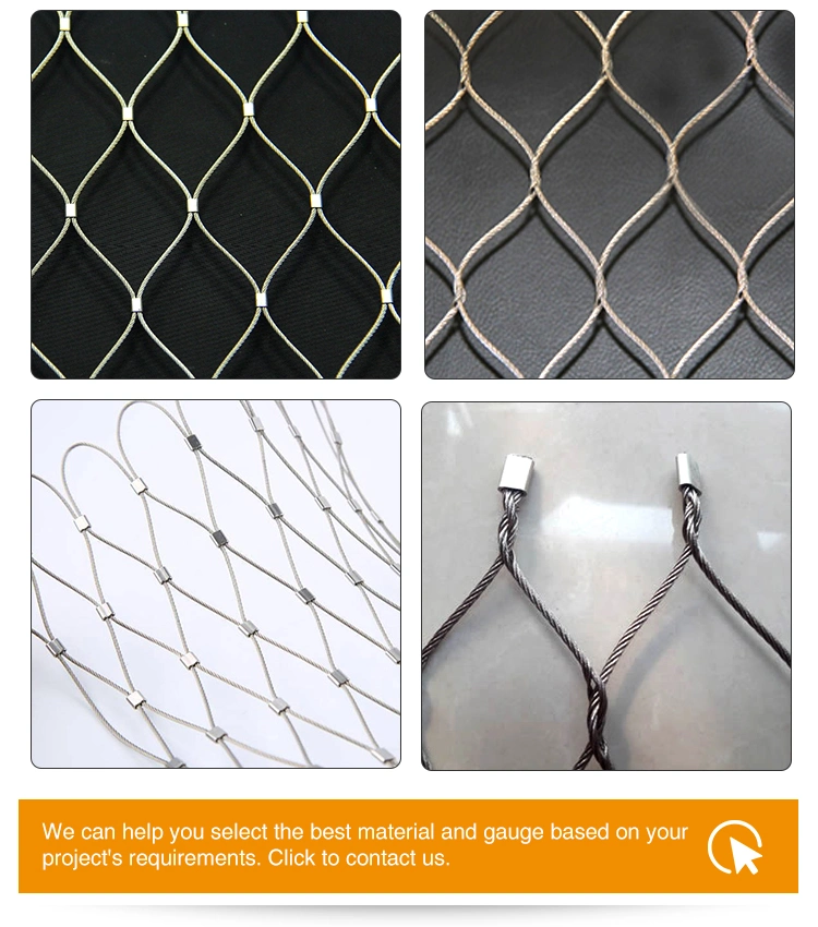 304 316 316L High Strength Stainless Steel Cable Wire Rope Mesh Net for Aviary Zoo Mesh